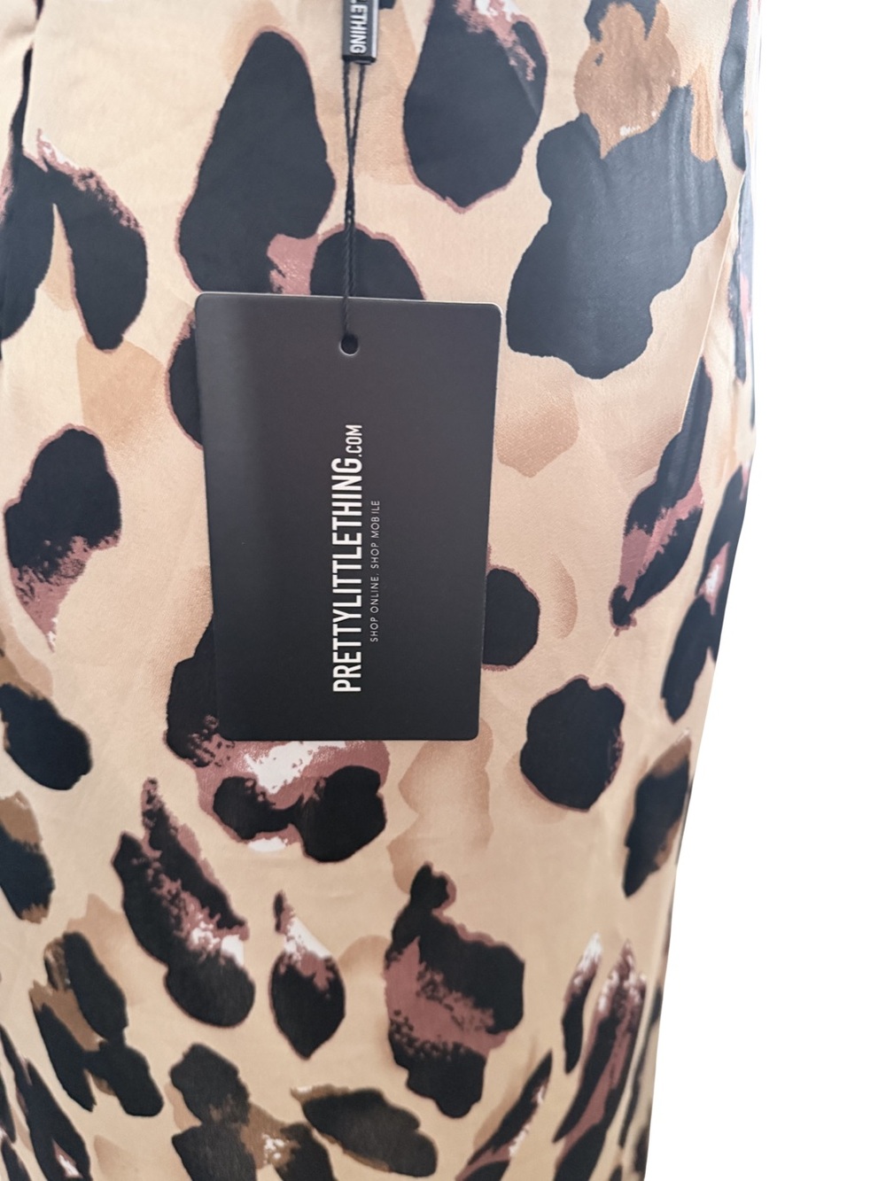 NWT PrettyLittleThing Leopard Animal Print Satin Asymmetrical Skirt 8 - Picture 5 of 6